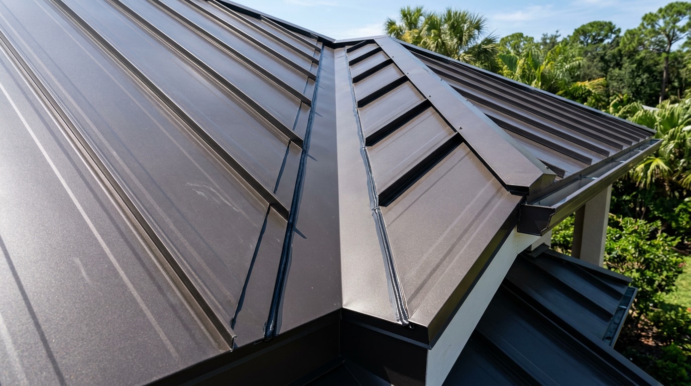 Metal roof valley flashing installed on a Sarasota County home