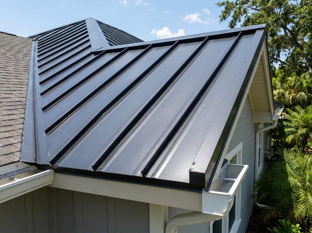 Standing seam metal roof installed on a coastal Florida home