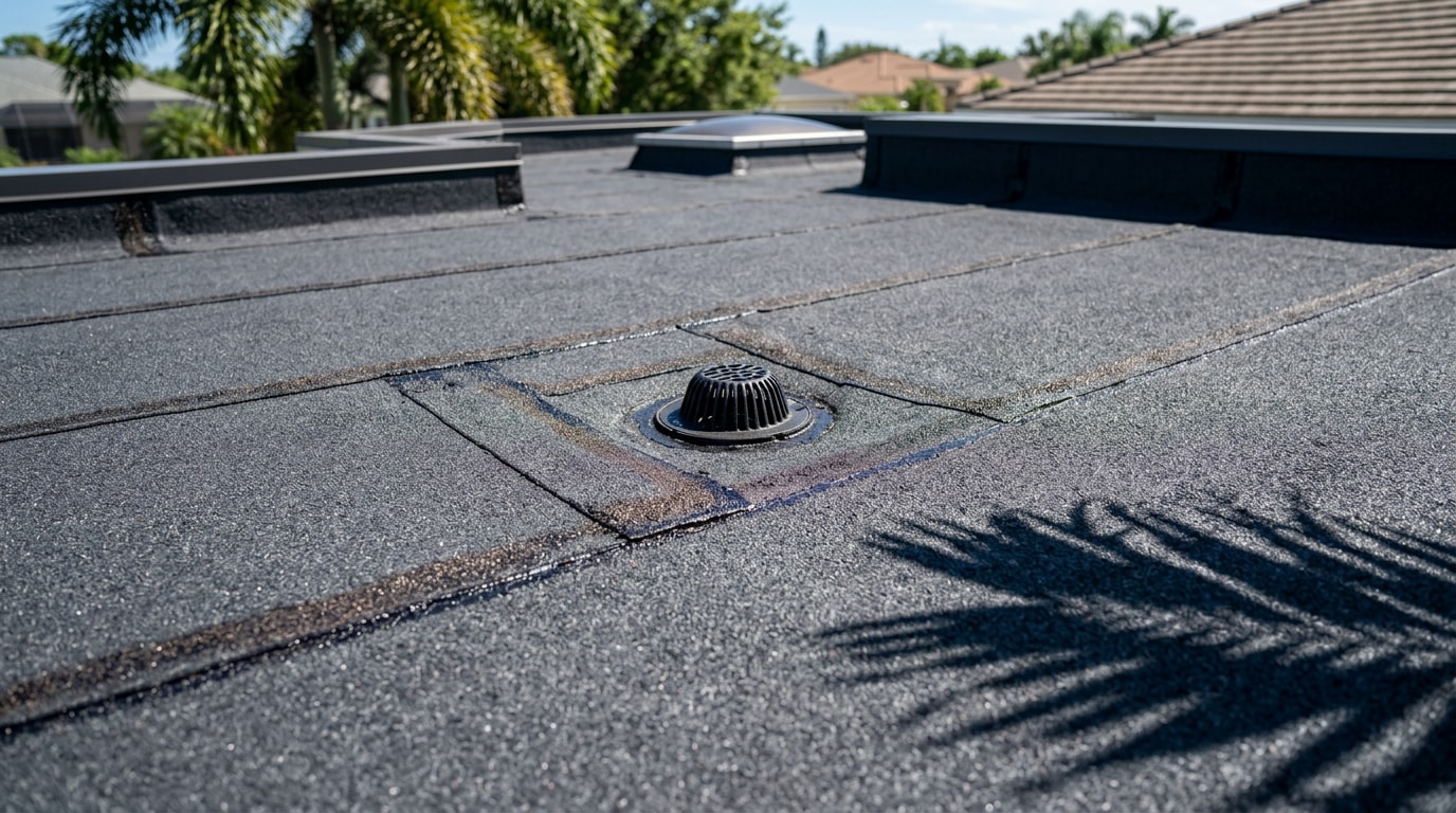 Finished torch-down modified bitumen flat roof on a home in Bradenton, FL Finished torch-down modified bitumen flat roof on a home in Bradenton, FL