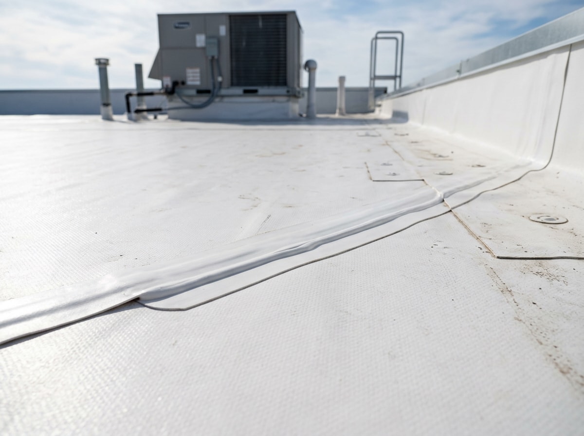 TPO membrane installed on a flat roof addition in Florida